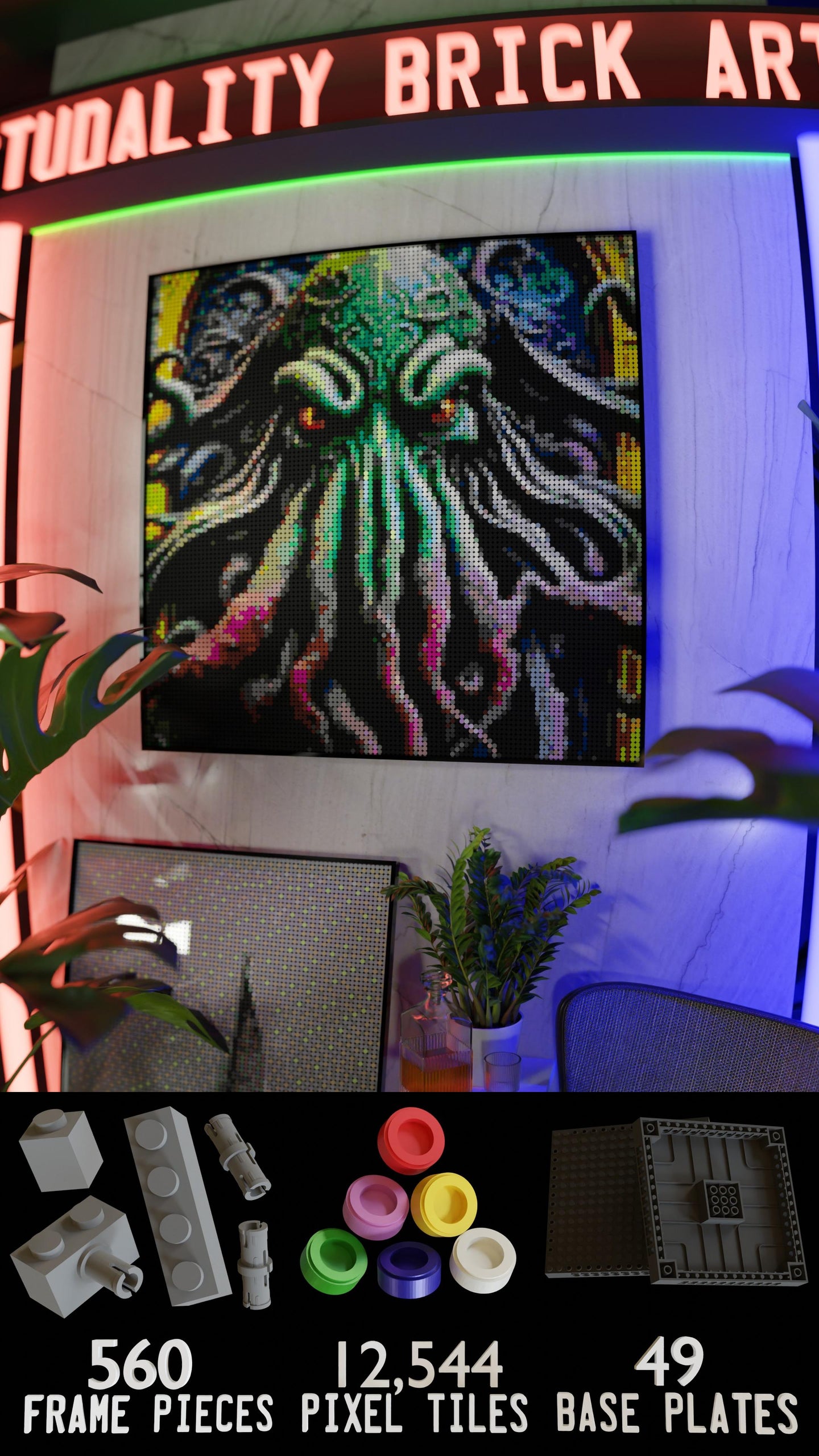 Arrival of Cthulhu LEGO® Style mosaic kit with clear building instructions